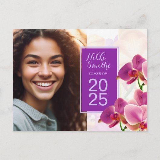 Invitation de graduation pour orchidées modernes e (Devant)