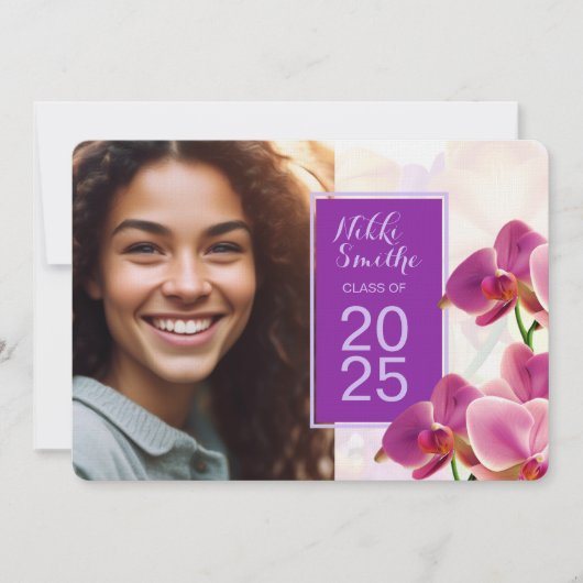 Invitation de graduation pour orchidées modernes e (Devant)