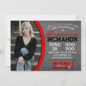 Invitation de graduation Red & Black Chalkboard (Devant)