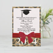 Invitation De Graduation Red Ribbon Et Leopard (Debout devant)