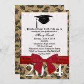 Invitation De Graduation Red Ribbon Et Leopard (Devant / Derrière)