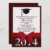 Invitation De Graduation Red Ribbon Et Red Leopard (Devant / Derrière)