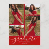 Invitation de graduation Red Scarlet Multi Photo (Devant)