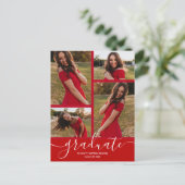 Invitation de graduation Red Scarlet Multi Photo (Debout devant)