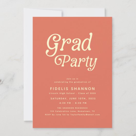 Invitation de graduation rétrograde de Terracotta (Devant)