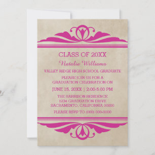 Invitation de graduation rose Elegant Deco