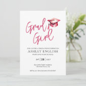 Invitation de graduation rose - Grad Girl (Debout devant)