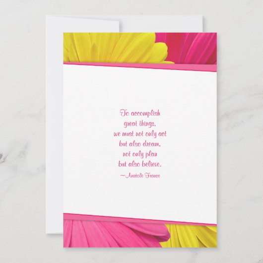 Invitation de graduation rose jaune Gerber Daisy (Dos)