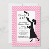 Invitation de graduation rose moderne Silhouette G (Devant)