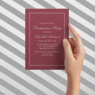 Invitation de graduation rouge minimaliste classiq