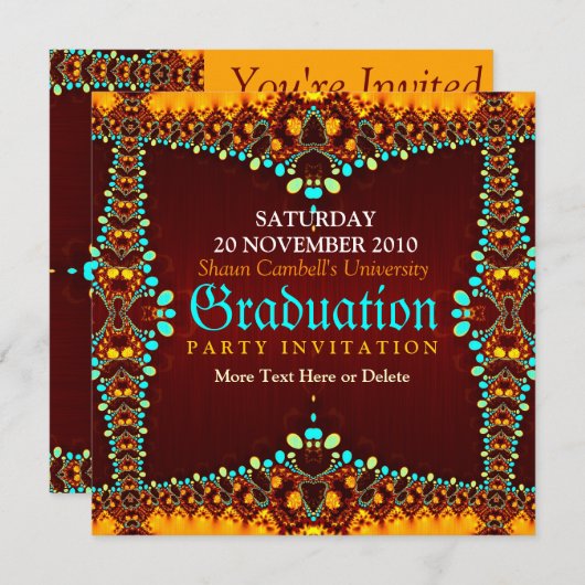 Invitation de graduation royale fragile (Devant / Derrière)