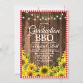 Invitation de graduation rustique BBQ tournesol (Devant)