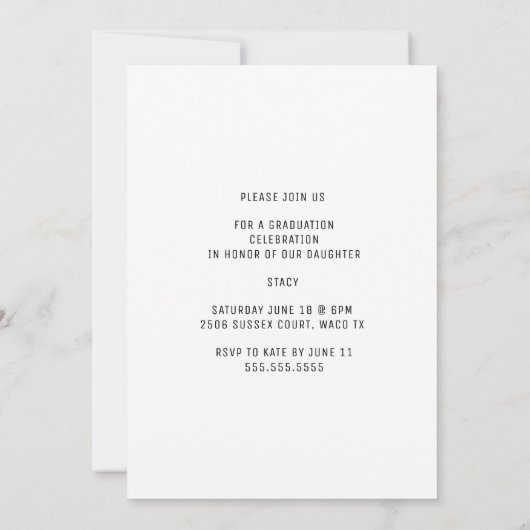 Invitation de graduation simple et moderne (Dos)