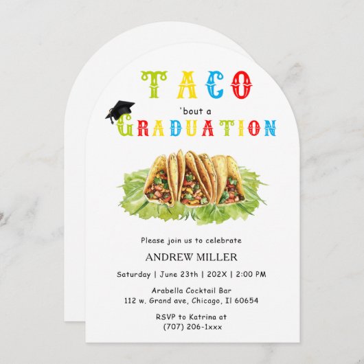 Invitation de graduation sur le thème du Taco (Devant / Derrière)