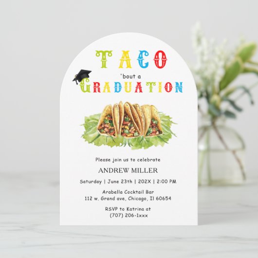 Invitation de graduation sur le thème du Taco (Debout devant)