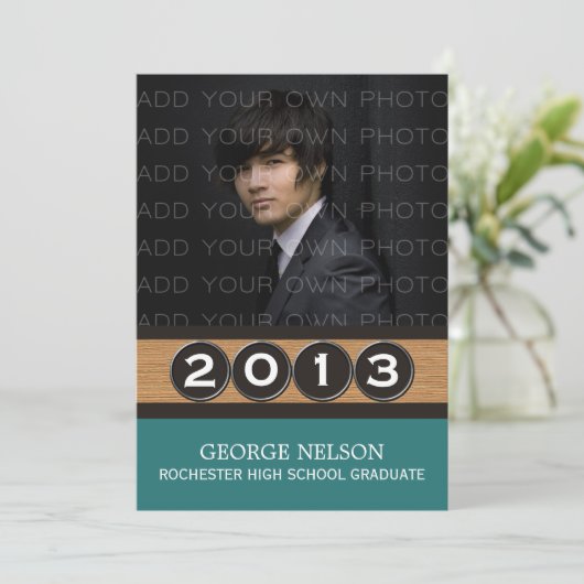 Invitation de graduation turquoise Classy Keys (Debout devant)