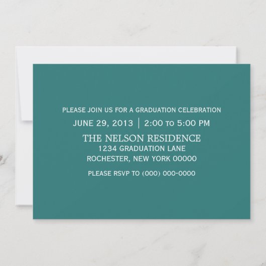Invitation de graduation turquoise Classy Keys (Dos)