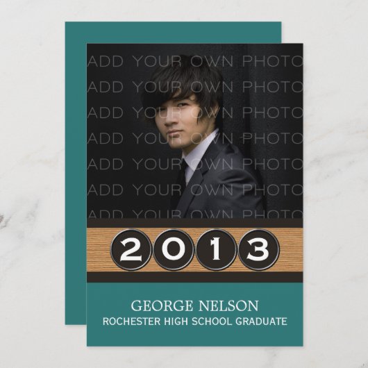 Invitation de graduation turquoise Classy Keys (Devant / Derrière)