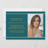 Invitation de graduation Turquoise d'or intemporel (Dos)