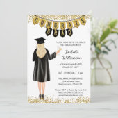 Invitation de graduation unique cheveux blonds (Debout devant)