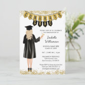 Invitation de graduation unique cheveux blonds (Debout devant)
