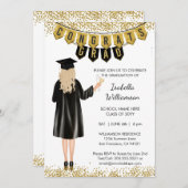 Invitation de graduation unique cheveux blonds (Devant / Derrière)