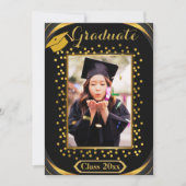Invitation de graduation Vertical Black & Gold (Devant)