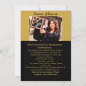 Invitation de graduation Vertical Black & Gold (Dos)