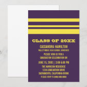 Invitation de graduation violet/jaune gras (Devant / Derrière)