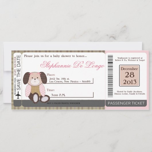 Invitation de Graham Crackers Girl Pink Baby showe (Devant)