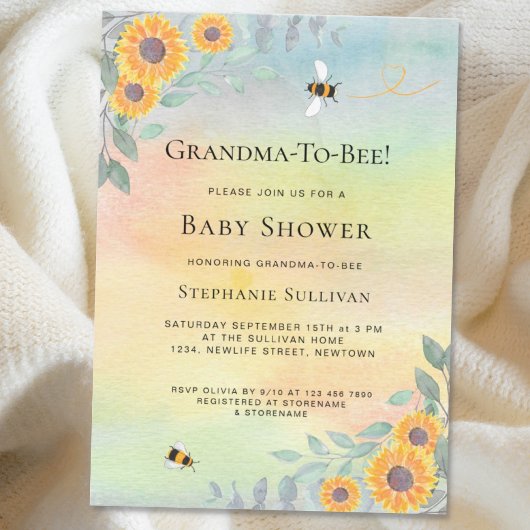 Invitation de grand-mère à Baby shower d'abeille