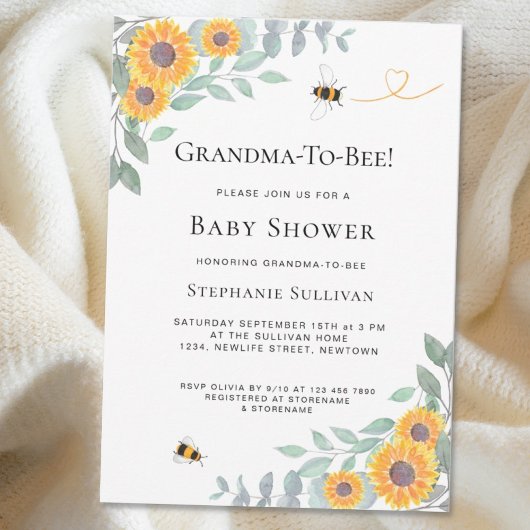 Invitation de grand-mère à Baby shower d'abeille