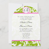 Invitation de Green & Pink Yarrow Mariage damassé (Devant)