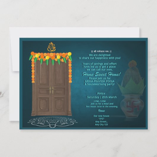 Invitation de Grihapravesh indien Hindu House Warm (Devant)