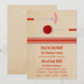 Invitation de grillages d'été du 4 juillet (Devant / Derrière)