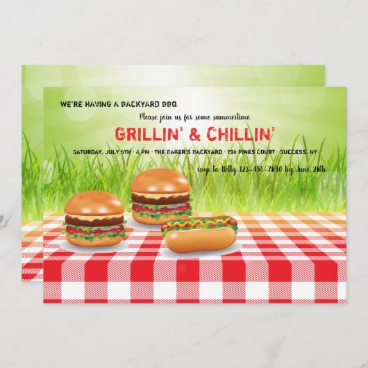 Invitation de Grillin et Chillin (Devant / Derrière)
