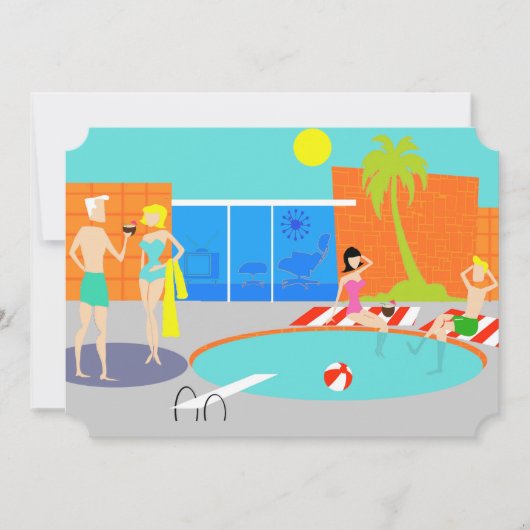 Invitation de groupe de pool rétro personnalisable (Devant)