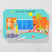 Invitation de groupe de pool rétro personnalisable (Devant / Derrière)