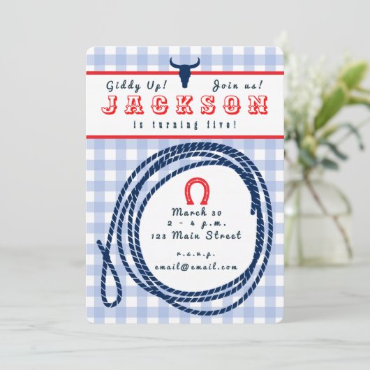 Invitation de guingan de cowboy (Debout devant)