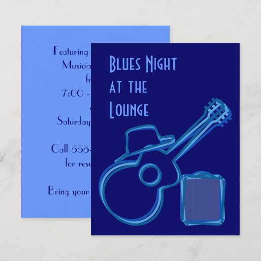 Invitation de guitare de bleus (Devant / Derrière)