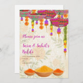 Invitation de Haldi de mariage et invitations de H (Devant / Derrière)