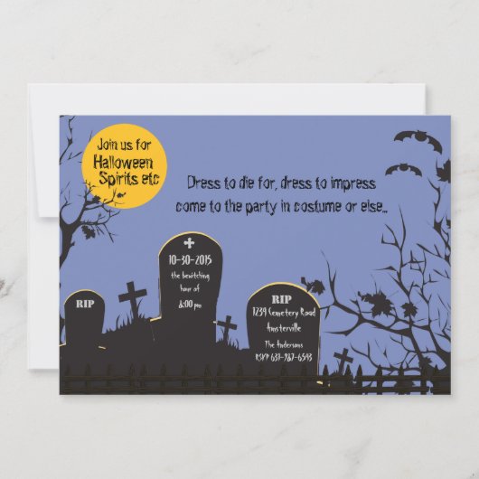Invitation de Halloween de cimetière (Devant)