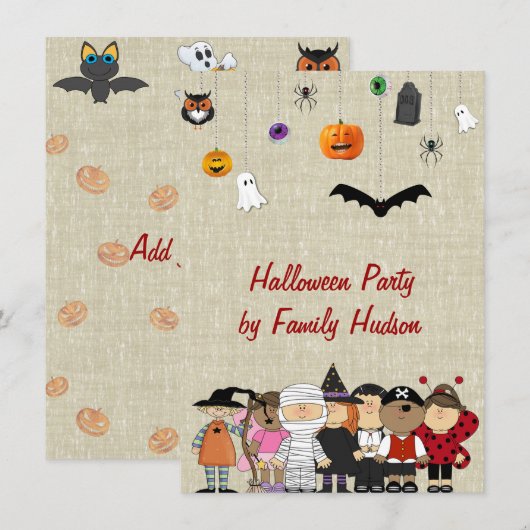 INVITATION DE HALLOWEEN D'ENFANTS (Devant / Derrière)