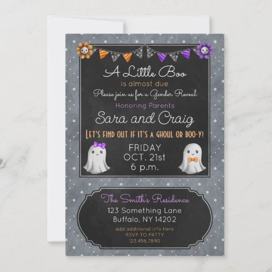 Invitation de Halloween Ghoul ou bébé Boo-y (Devant)