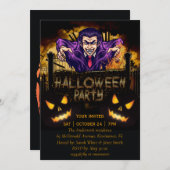 Invitation de Halloween Party Dracula (Devant / Derrière)