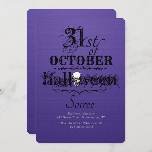 Invitation de Halloween Soiree (Devant / Derrière)