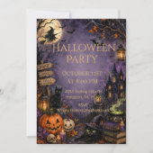 Invitation de Halloween sous la Lune de Sorcière H (Devant)