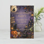 Invitation de Halloween sous la Lune de Sorcière H (Debout devant)