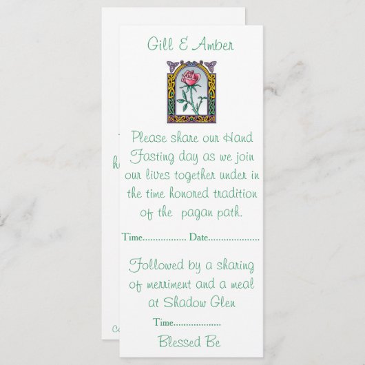 Invitation de Handfasting (Devant / Derrière)