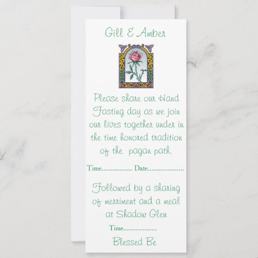 Invitation de Handfasting (Devant)